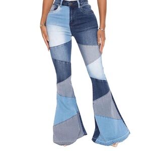Women's Patchwork Flare Jeans